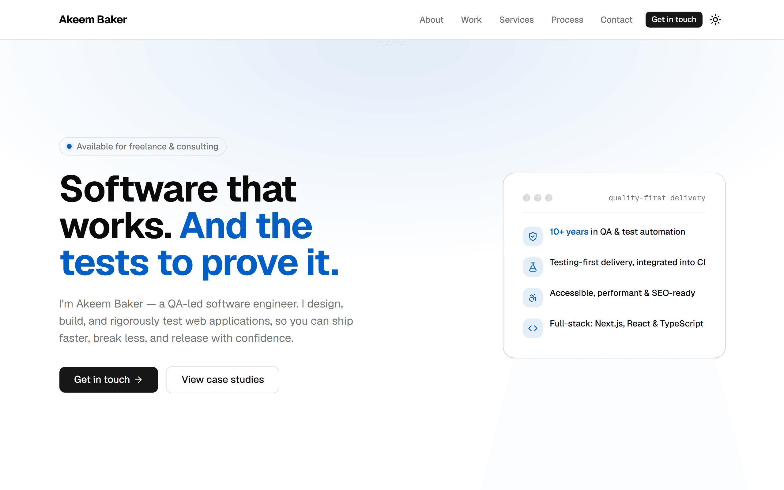 The homepage hero of this website